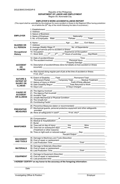 employer's work accident illness report.